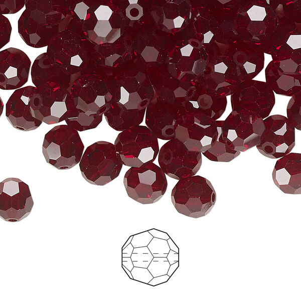 Bead 24pk garnet, Preciosa Czech crystal 6mm round image number 0