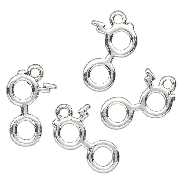 Charm, antique silver-finished "pewter" (zinc-based alloy), 17x16mm eyeglasses. Sold per pkg of 4. image number 0
