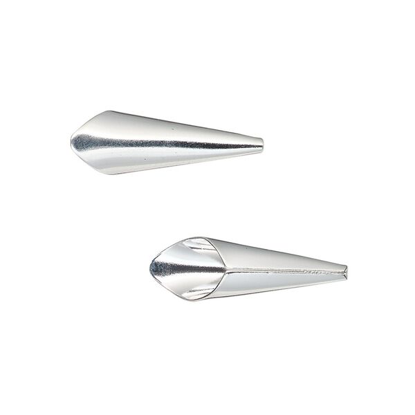 Cone, silver-plated brass, 21x7mm smooth, fits 6mm bead. Sold per pkg of 12. image number 0