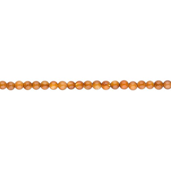 Bead, mother-of-pearl shell (dyed), dark amber, 2mm round. Sold per 16-inch strand. image number 0