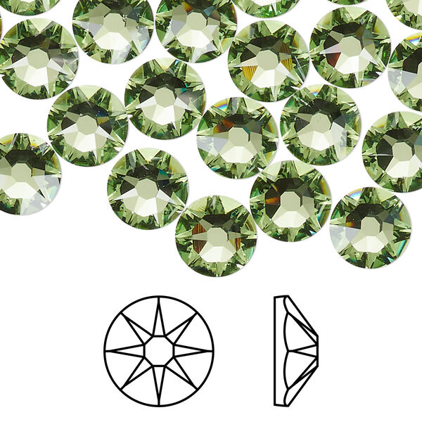 Flat back 144pk peridot foil back, Swarovski® 8.412-8.672mm rose round SS40 2088 image number 0