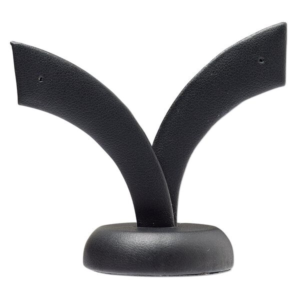 Display, earring, leatherette, black, 2-1/2 x 2-5/8 x 1-1/2 inches. Sold individually. image number 0