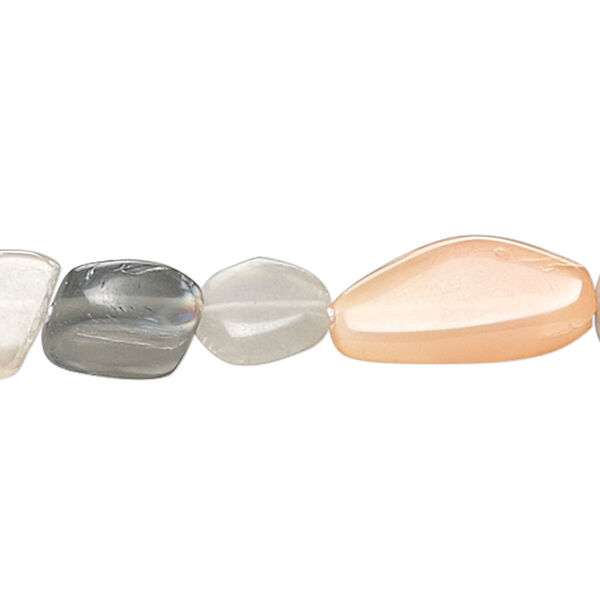 Bead, multi-moonstone (natural), mini to medium flat nugget, Mohs hardness 6 to 6-1/2. Sold per 14-inch strand. image number 0