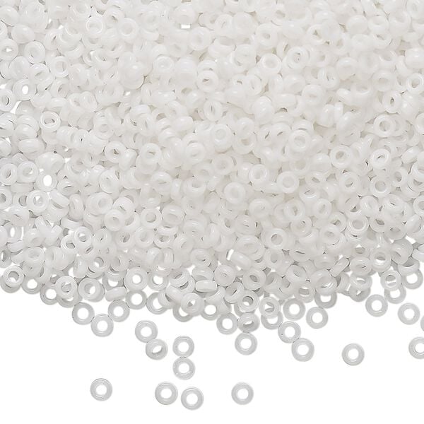 Seed bead, Miyuki, glass, pkg/250g, 2.2x1mm spacer rondelle, opaque white, (SPR2.2-402). image number 0