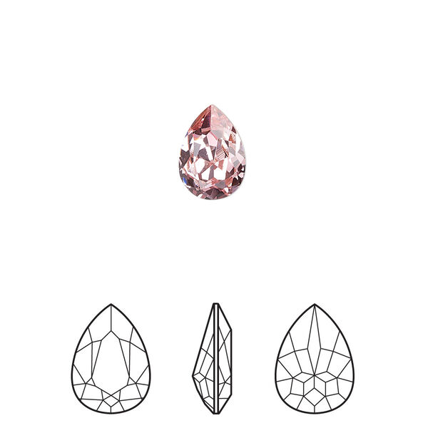 Fancy stone 144pk light rose foil back, Swarovski® 10x7mm pear 4320 image number 0