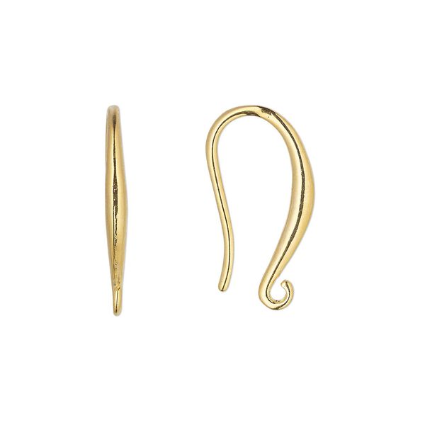Ear wire fishhook 1pkg10 gold-plated, 18mm / open loop, 19 gauge brass 5 pair image number 0