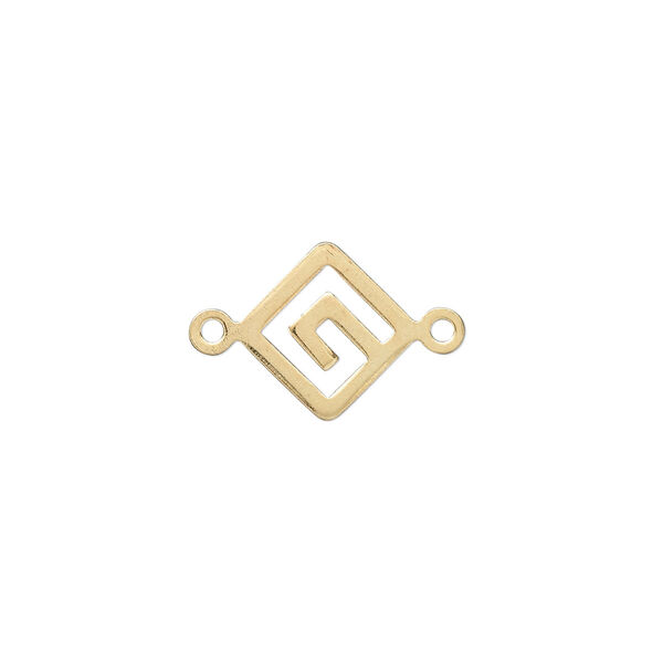 Link, gold-plated brass, 12mm Greek key diamond. Sold per pkg of 100. image number 0