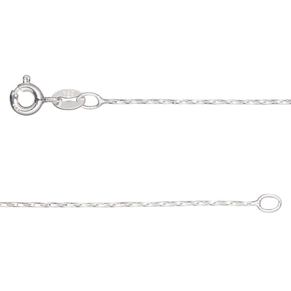 Chain, Gossamer™, sterling silver, pkg/14 inches with springring clasp, 0.65mm twisted cable. image number 0