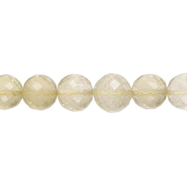 Lemon quartz 1pkg1, hand-cut micro-faceted round bead 8 inch 8-9mm image number 0