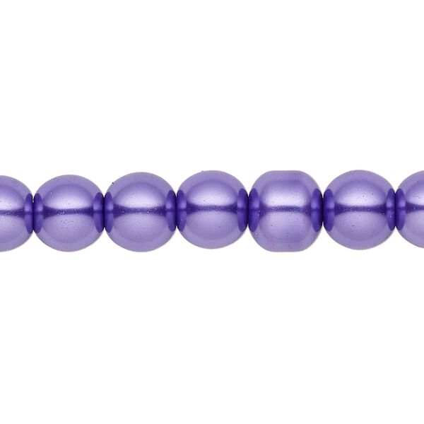 Bead, crystal pearl, violet, 8mm round. Sold per pkg of (2) 15-1/2" to 16" strands, approximately 100 beads. image number 0