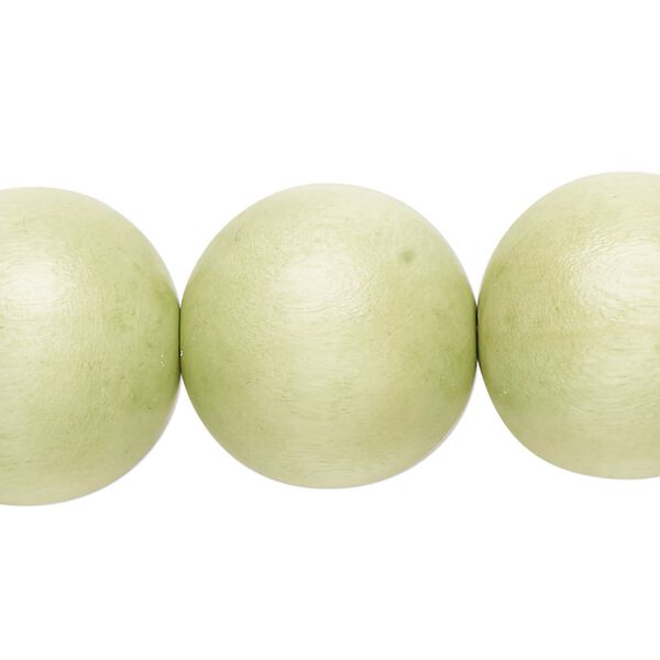 Bead, Taiwanese cheesewood (dyed / waxed), lime green, 19-20mm round. Sold per 15-1/2" to 16" strand. image number 0