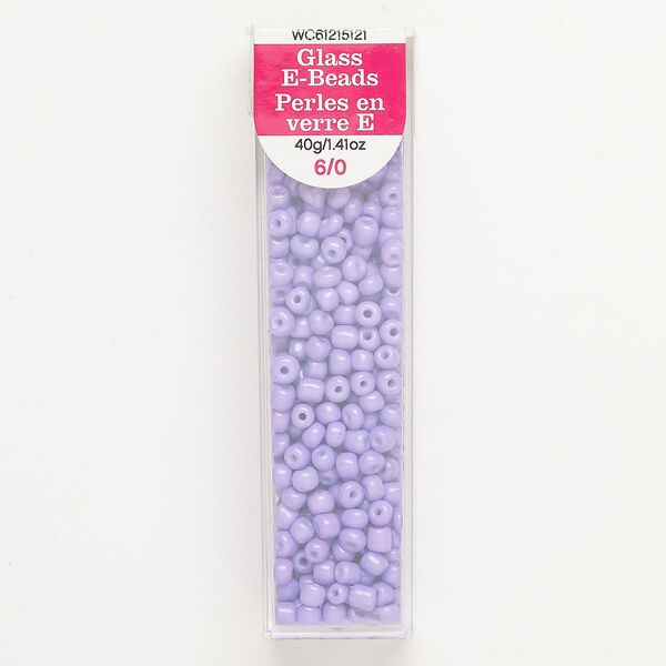 Seed bead, glass, 40g, opaque pastel purple, #6 round. image number 0