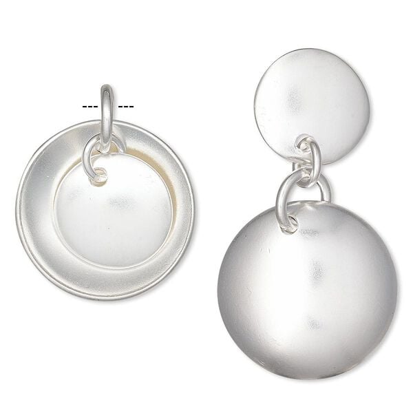 Drop, Hill Tribes, silver-plated brass, 21mm and 14mm concave round. Sold individually. image number 0
