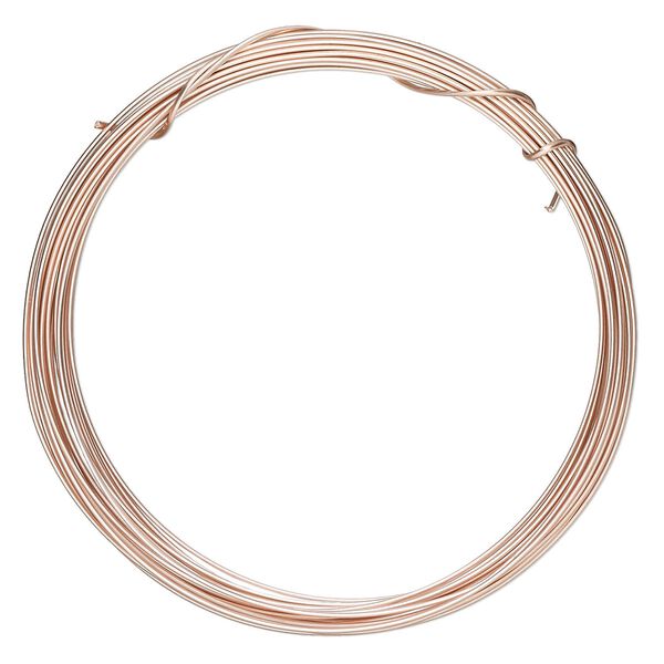 Wire, ParaWire™, rose gold-finished copper, half-round, 18 gauge. Sold per 4-yard section. image number 0