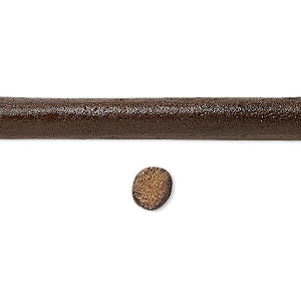 Cord, leather, brown, 6mm round. Sold per 5-yard spool. image number 0