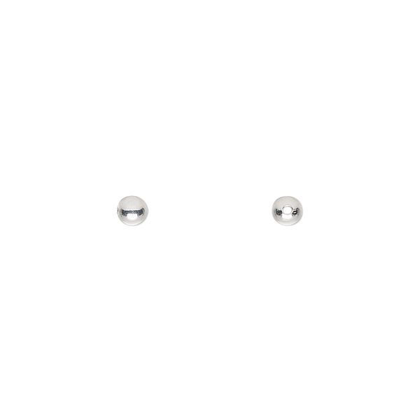 Bead, silver-plated brass, 3mm round. Sold per pkg of 1,000. image number 0