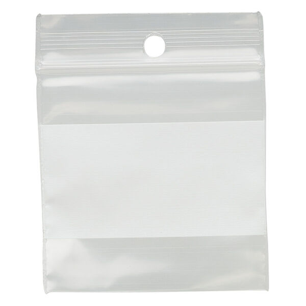 Bag, Tite-Lip™, plastic, clear and white, 2-inch top zip with block and hole. Sold per pkg of 1,000. image number 1