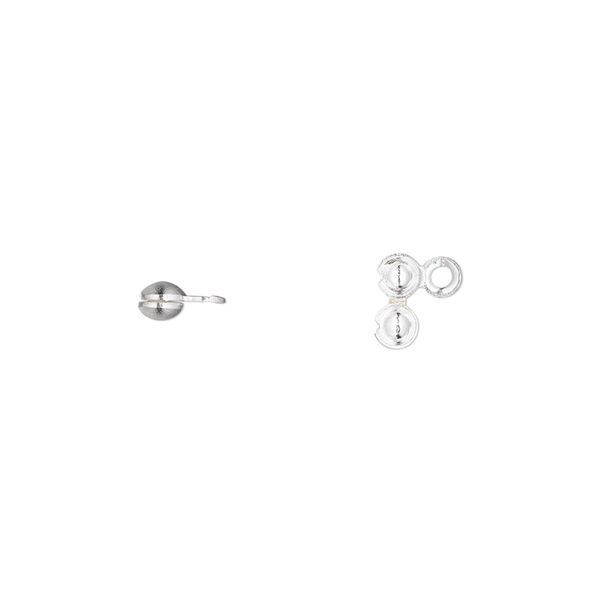 Bead tip, silver-plated brass, 6x3mm side clamp-on with open loop. Sold per pkg of 100. image number 0