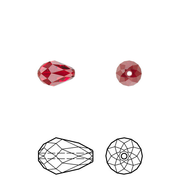 Bead 144pk Siam, Crystal Passions® 9x6mm teardrop 5500 image number 0