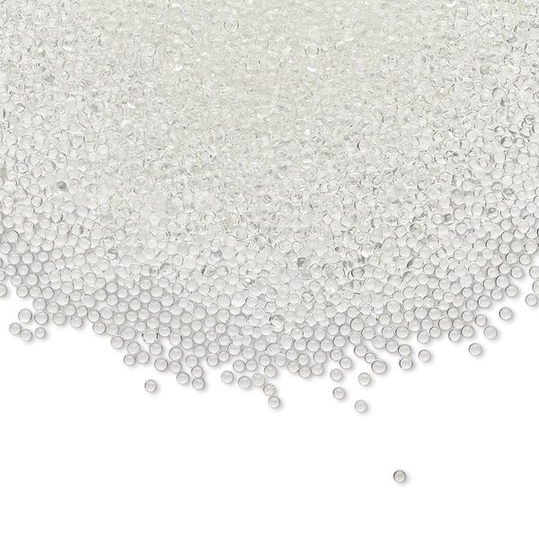 Bead, glass, translucent clear, 1mm undrilled micro round. Sold per 15-gram vial. image number 0