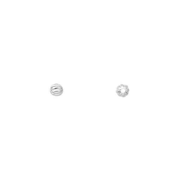 Bead, silver-plated brass, 3mm corrugated round. Sold per pkg of 100. image number 0