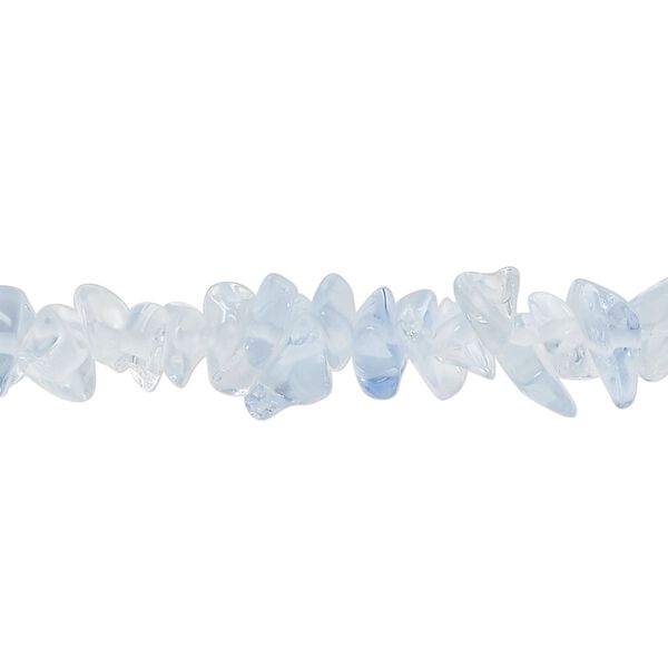 Bead, glass, translucent light blue, small to extra-large chip. Sold per 30-inch strand. image number 0