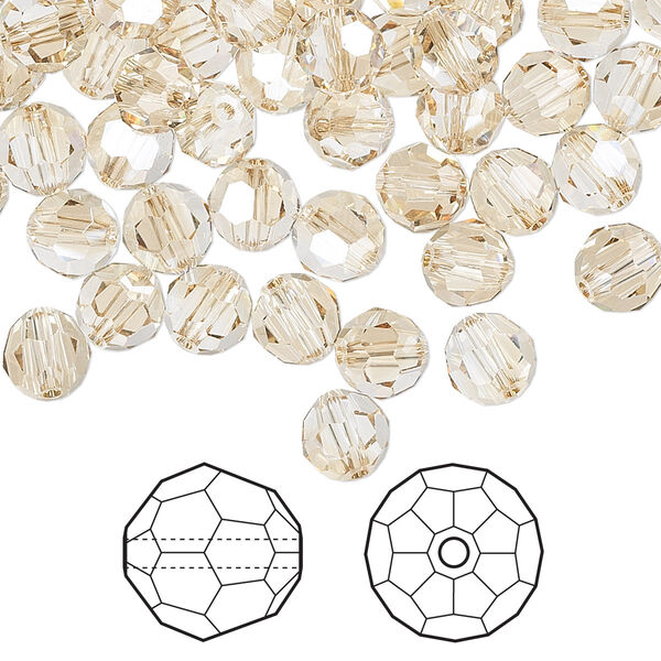 Bead 144pk crystal golden shadow, Crystal Passions® 6mm round 5000 image number 0