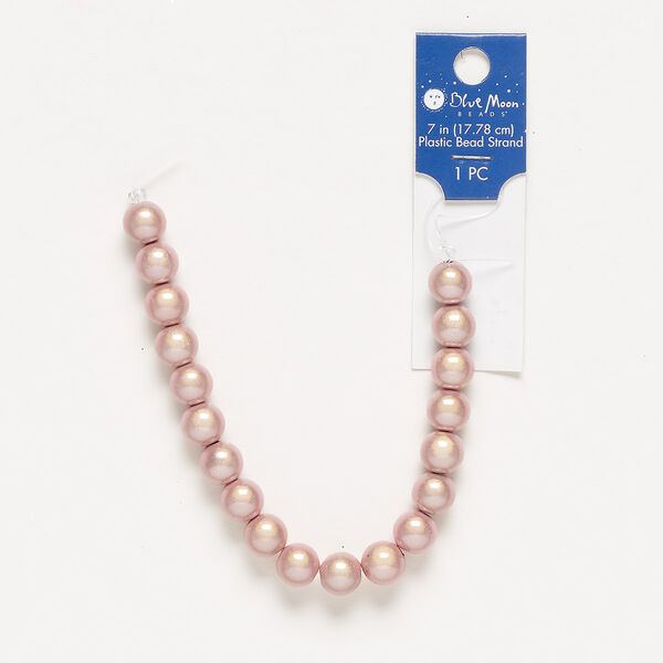 Bead, acrylic, frosted pink, 9-10mm round. Sold per 7-inch strand. image number 0