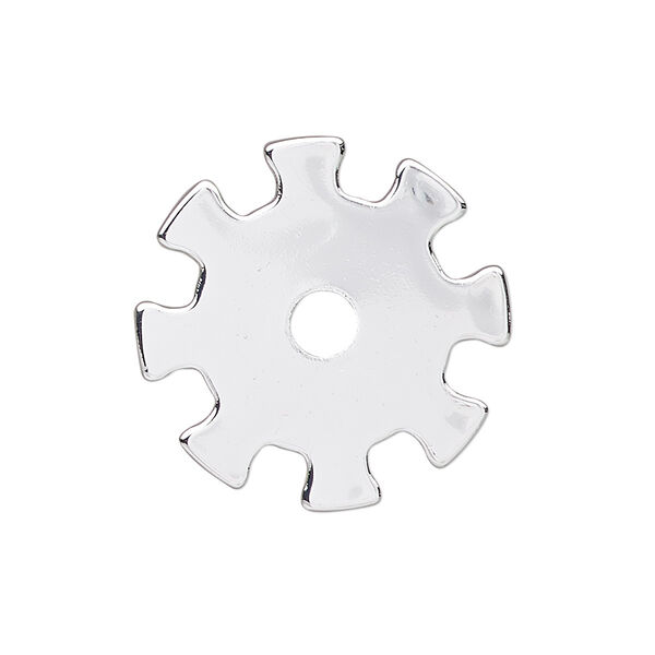 Component, silver-finished steel, 25mm gear with 4mm center hole. Sold per pkg of 6. image number 0