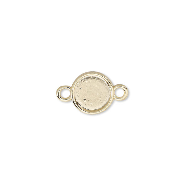 Link, Almost Instant Jewelry®, gold-plated "pewter" (zinc-based alloy), 10.5mm flat round with SS40 rose setting. Sold per pkg of 2. image number 0