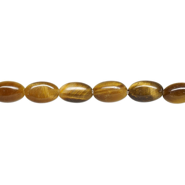 Tigereye 1pkg1, flat oval bead natural 15.5-16 inch 8x5mm image number 0
