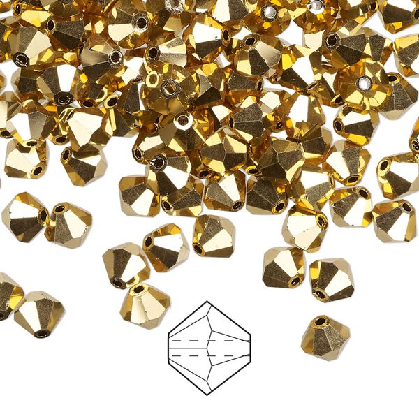 Bead 24pk crystal aurum, Preciosa Czech crystal 5mm bicone image number 0