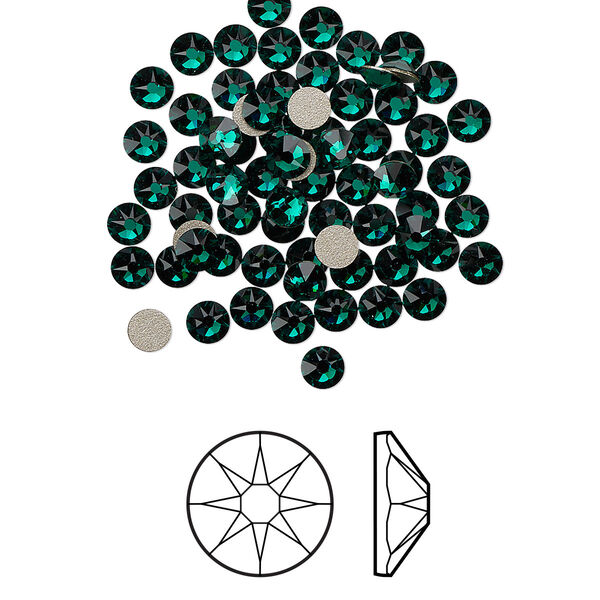 Flat back 1440pk emerald foil back, Swarovski® 3-3.2mm rose round SS12 2088 image number 0