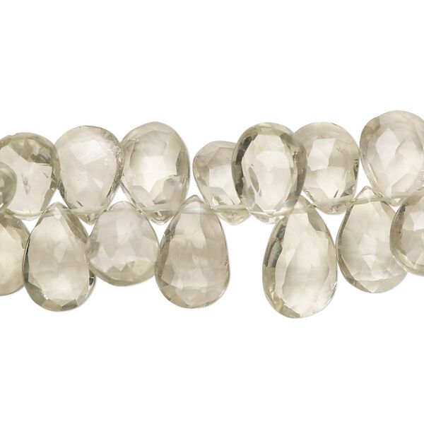 Green quartz 1pkg1, hand-cut top-drilled faceted puffed teardrop bead 7 inch 11x8mm-16x8mm image number 0