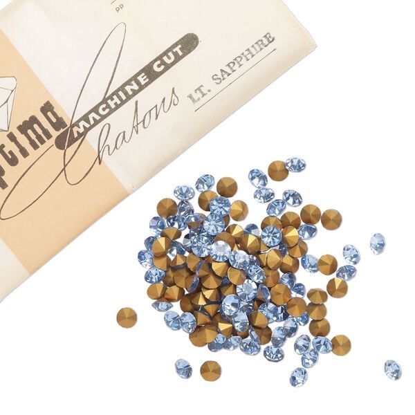 Chaton 288pk light sapphire foil back, vintage Preciosa Czech crystal rhinestone 6.14-6.32mm round SS29 image number 0