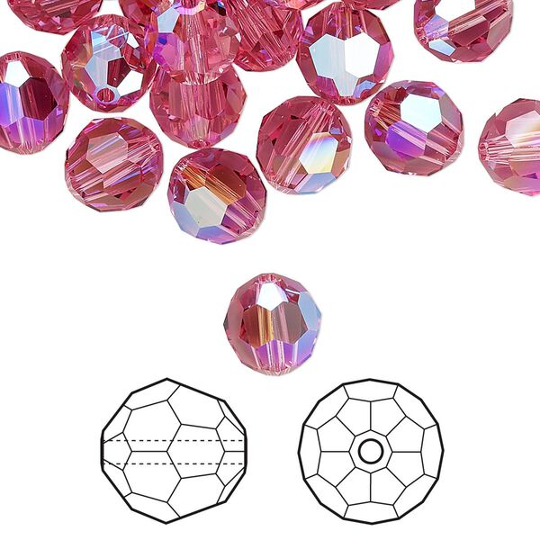 Bead 12pk rose shimmer, Crystal Passions® 8mm round 5000 image number 0