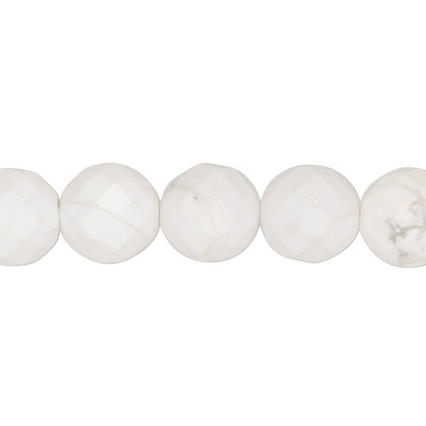 Howlite 1pkg1, faceted round bead natural 15.5-16 inch 10mm image number 0