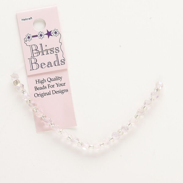 Bead, Czech fire-polished glass, translucent pink luster, 4mm diamond-cut cube. Sold per 5-inch strand, approximately 15 beads. image number 0