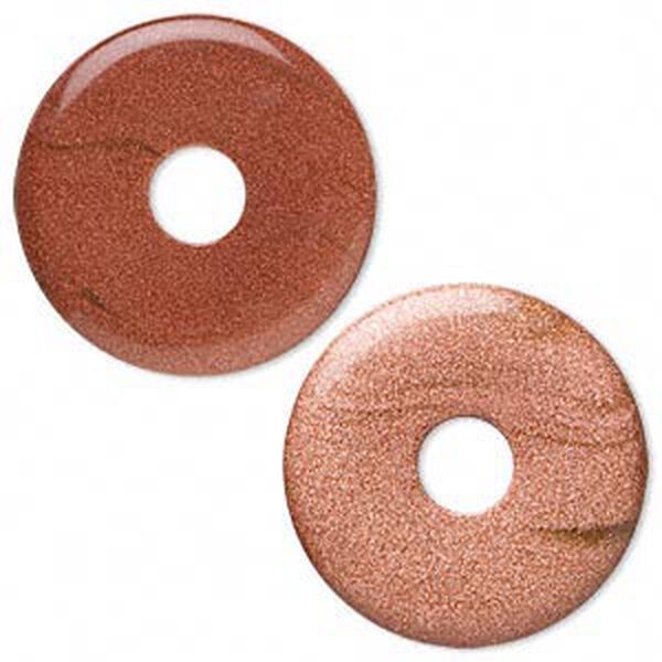 Focal, brown goldstone (glass) (man-made), 40mm round donut. Sold per pkg of 2. image number 0
