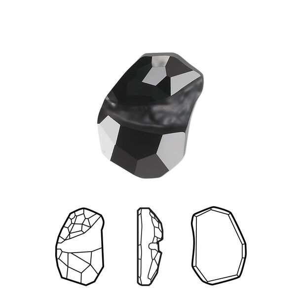 Fancy stone 1pk jet, Crystal Passions® 19x13mm flat divine rock 4787 image number 0