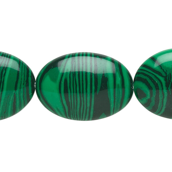 Bead, "malachite" (resin) (imitation), dark and light green, 25x18mm flat oval. Sold per 15-1/2" to 16" strand. image number 0