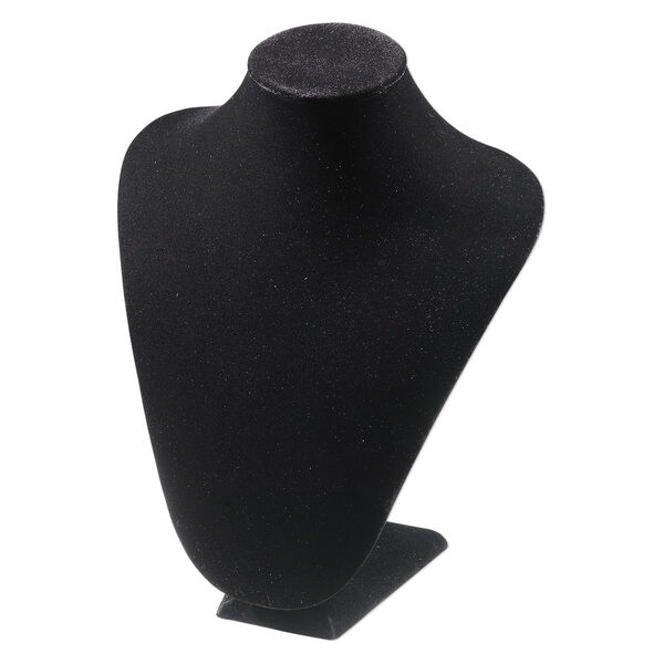 Display, necklace, velveteen and steel, black, 10-5/8 x 8 x 4 inches. Sold individually. image number 0
