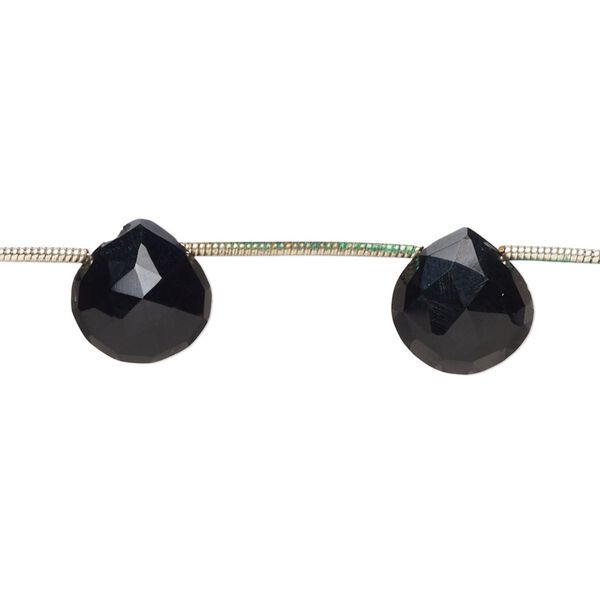 Black onyx 1pkg8, hand-cut top-drilled faceted puffed teardrop bead 10-12mm image number 0