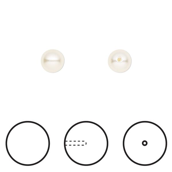 Pearl 500pk cream, Swarovski® 6mm half-drilled round 5818 image number 0
