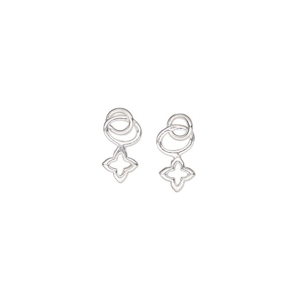 Charm, sterling silver, 5mm single-sided open flower. Sold per pkg of 2. image number 0