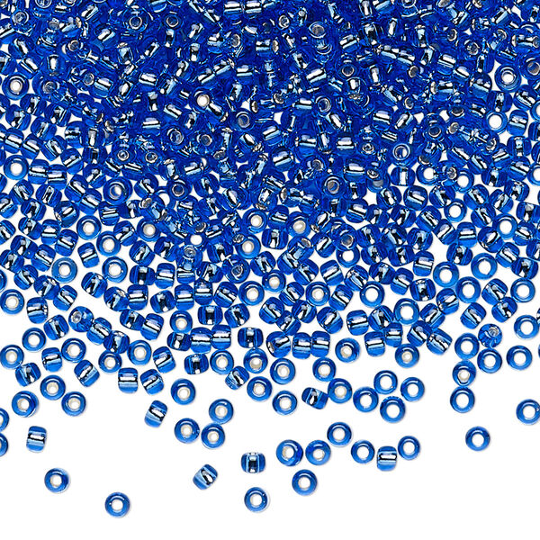 Seed bead, TOHO BEADS®, glass, pkg/50g, #11 round, transparent silver-lined sapphire (TR-11-35). image number 0
