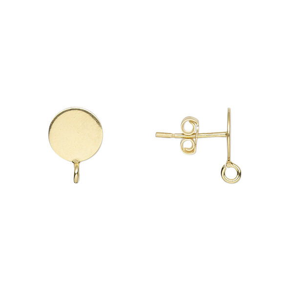 Earstud, "vermeil", 8mm flat pad with open loop. Sold per pkg of 2 pairs. image number 0