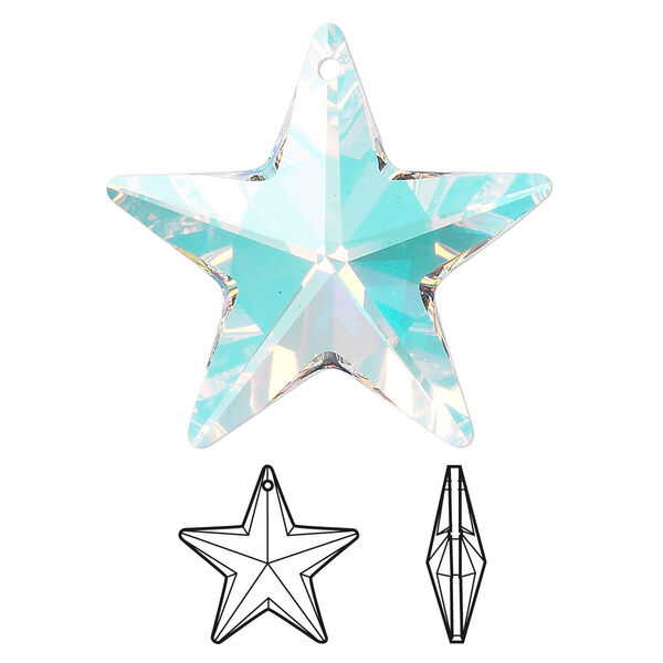 Drop 24pk crystal AB, Swarovski® 28x27mm pendant star 6714 image number 0