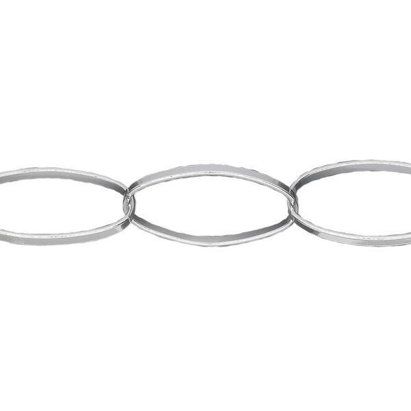 Chain, sterling silver, 19x10mm flat oval. Sold per pkg of 5 feet. image number 0