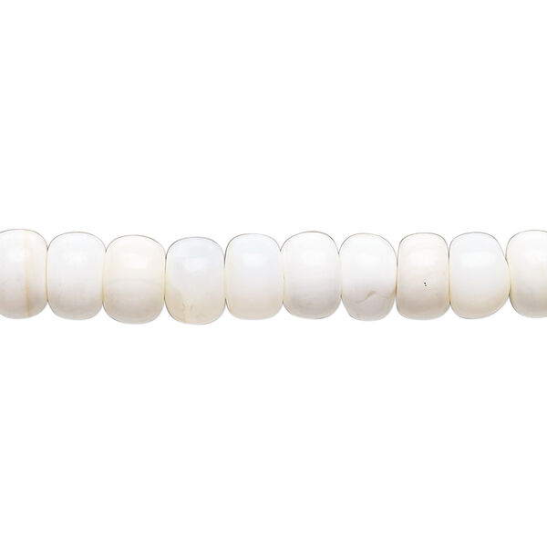 White opal 1pkg1, hand-cut rondelle bead natural 14 inch 6x4mm-7x6mm image number 0